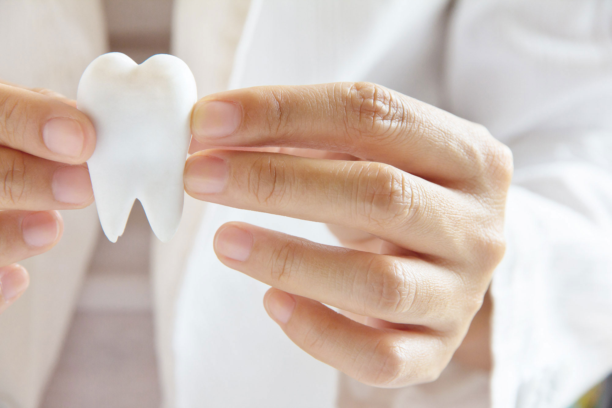 dentist holding a tooth